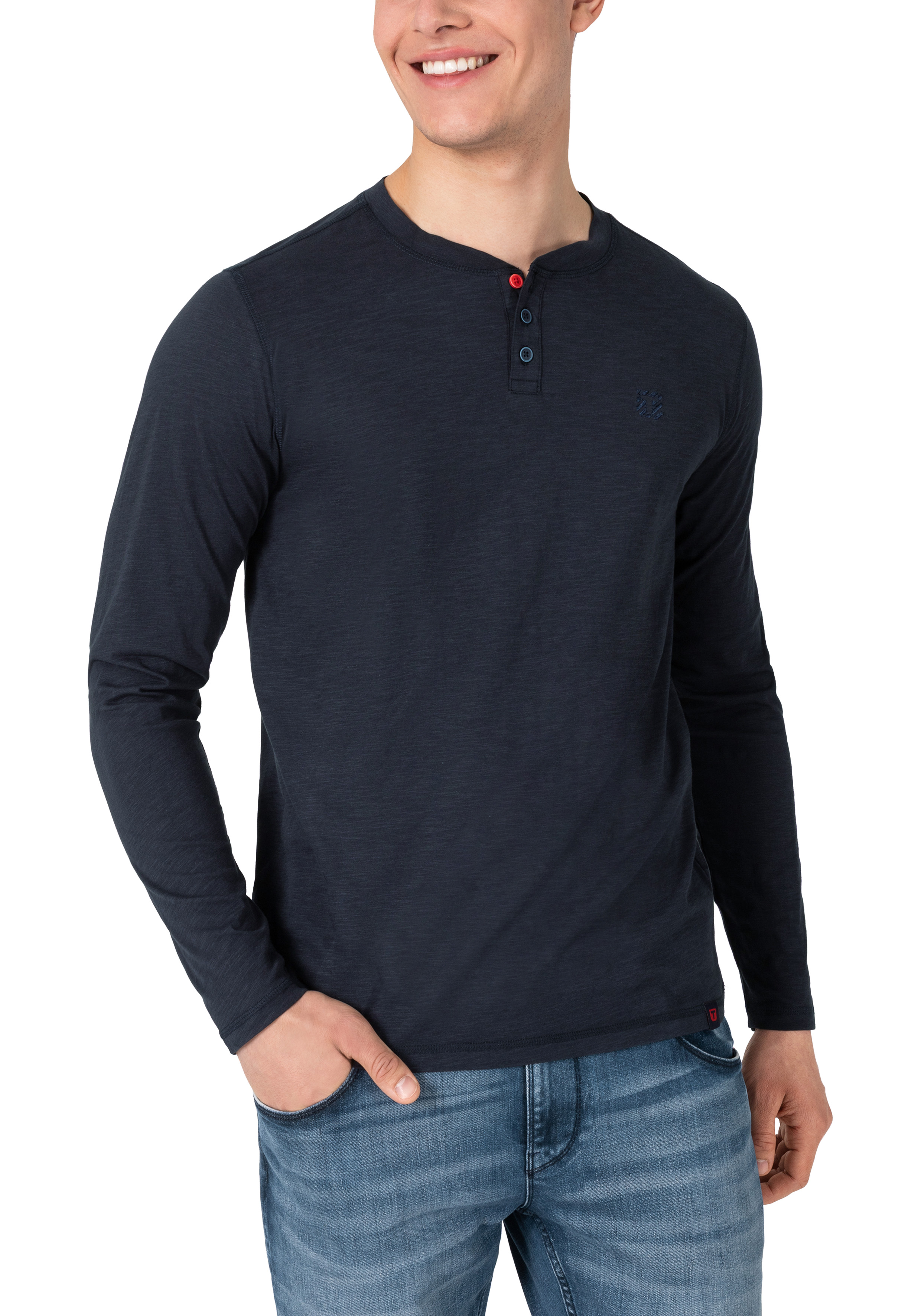 Ripped Longsleeve Henley dark navy