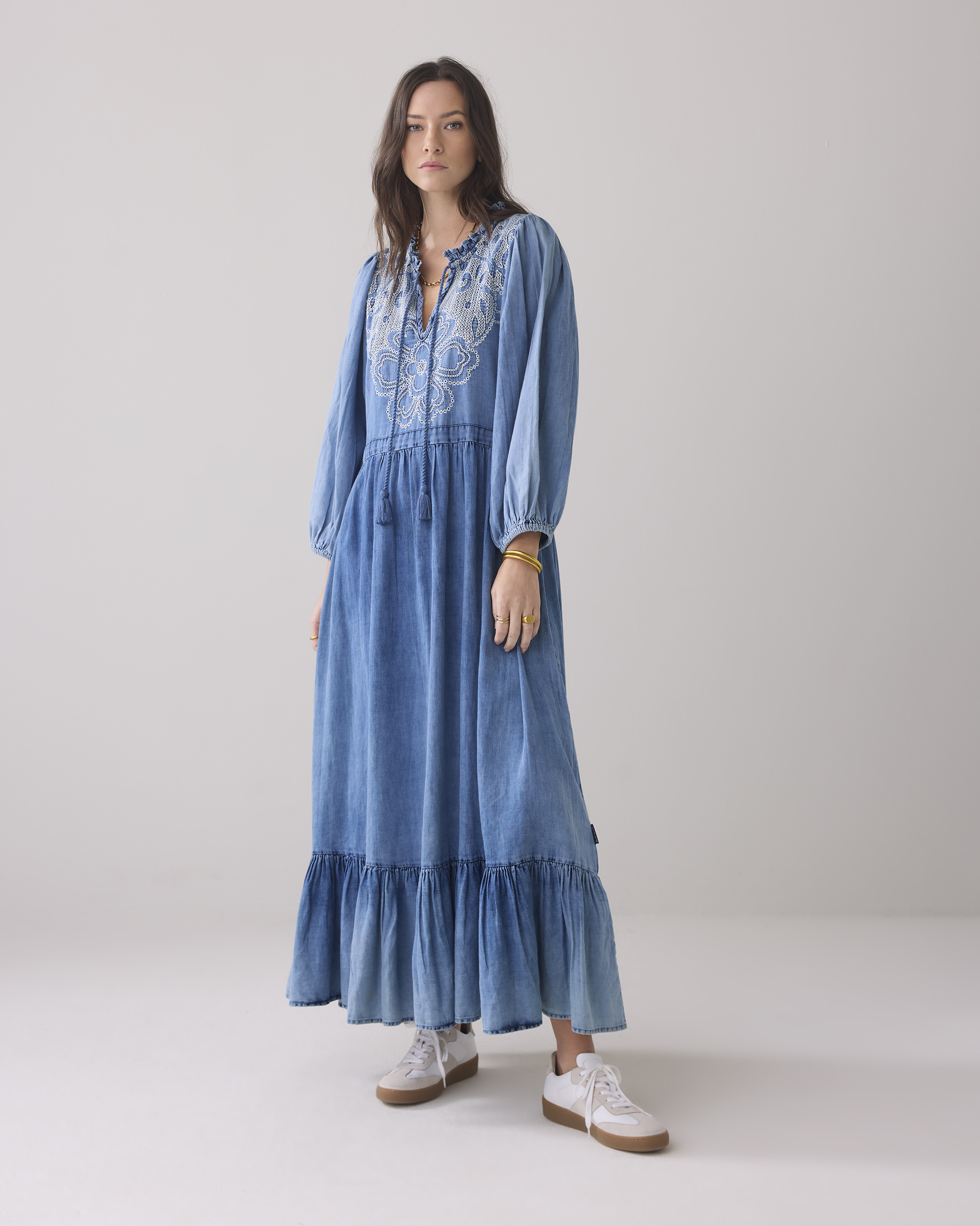 Long dress Cotton Indigo Sateen