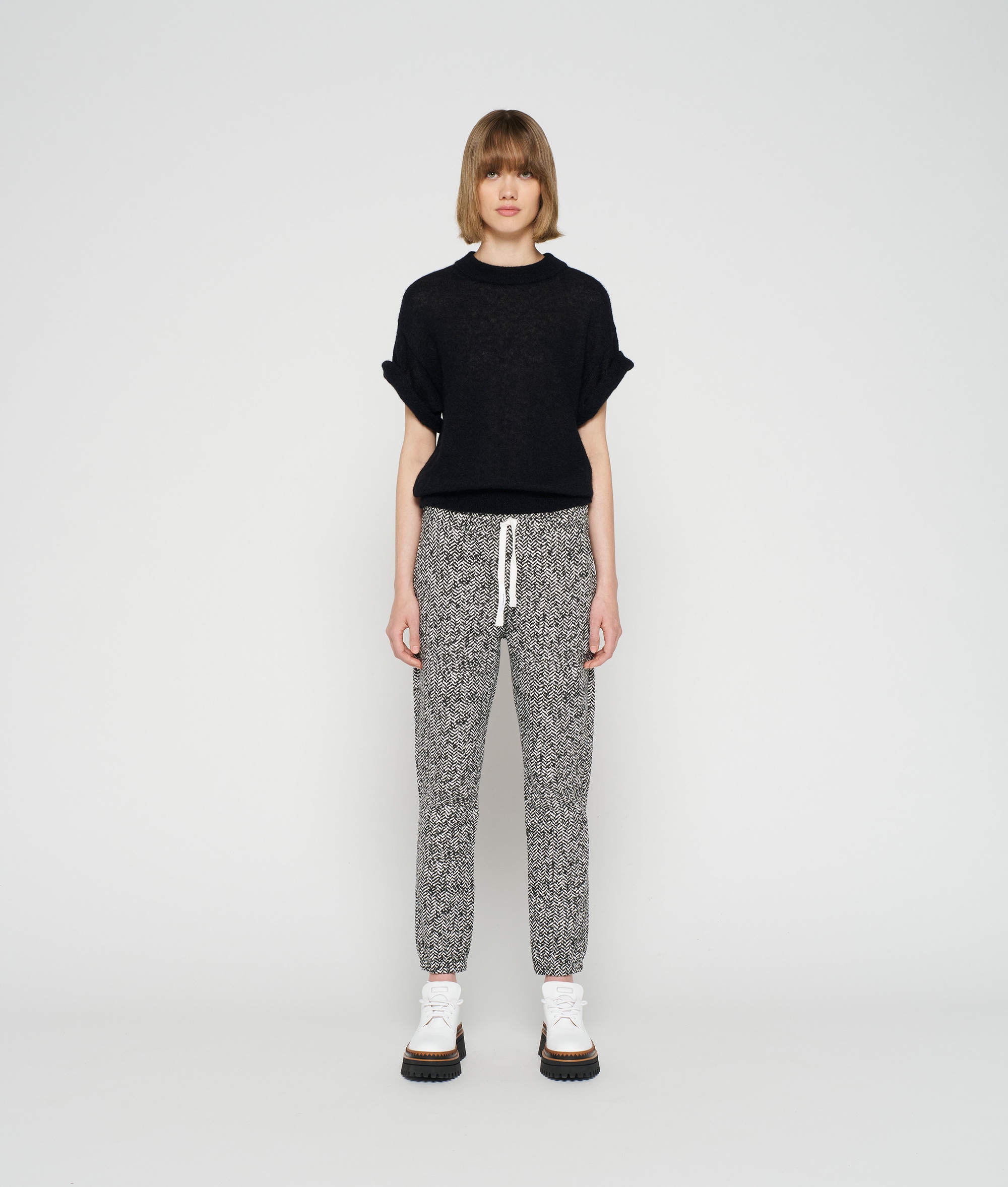 cropped jogger herringbone