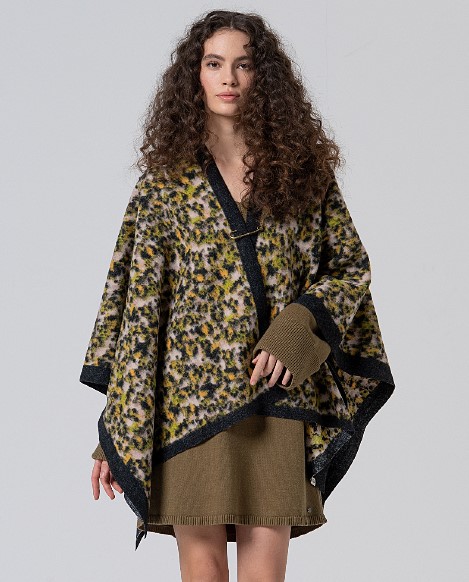 Offener Poncho aus Jacquardstoff