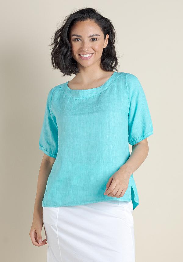 Leinenoberteil mit Baumwoll-Voile-Rückseite